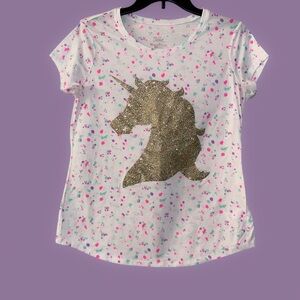 Justice White and Gold Unicorn Tee Short Sleeve